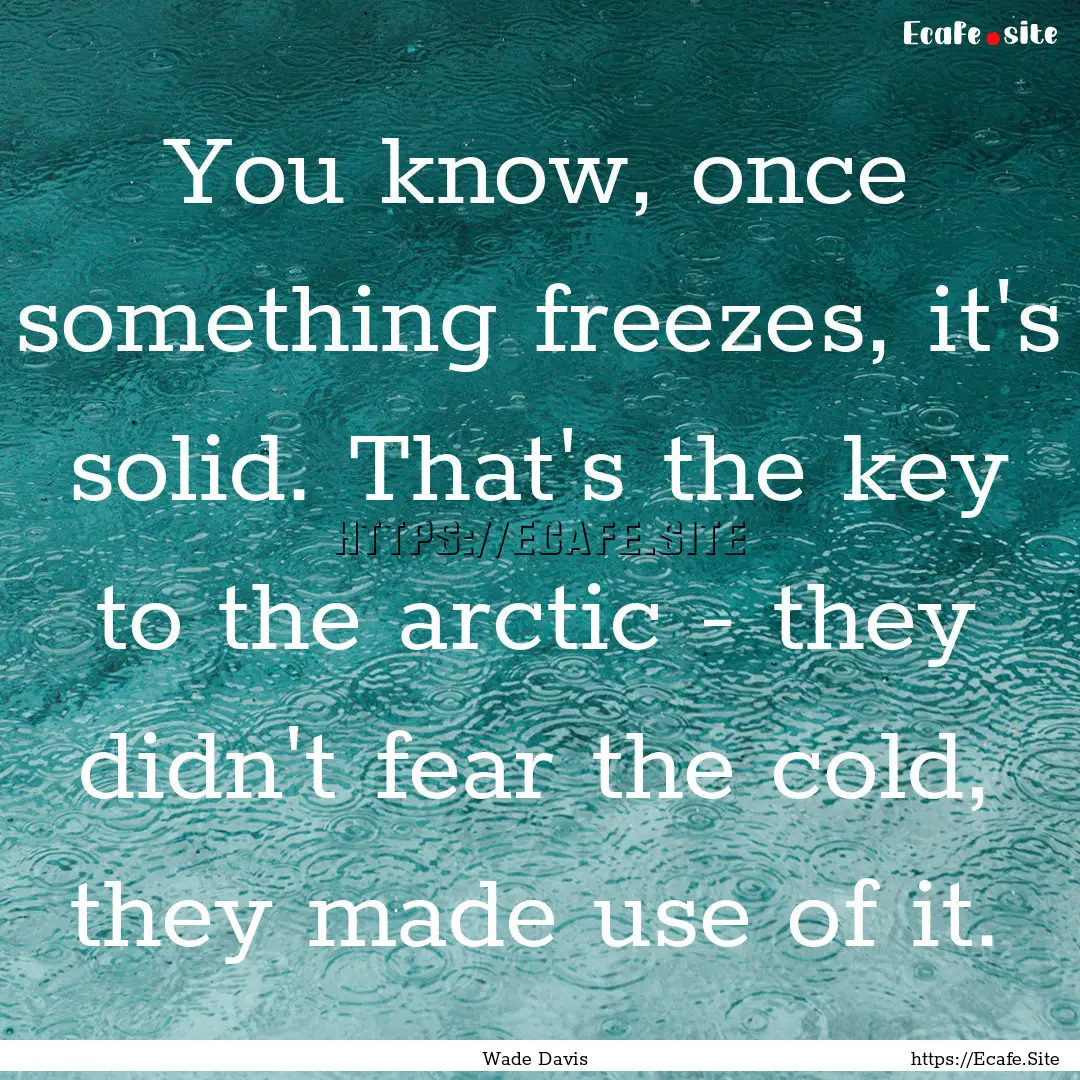 You know, once something freezes, it's solid..... : Quote by Wade Davis