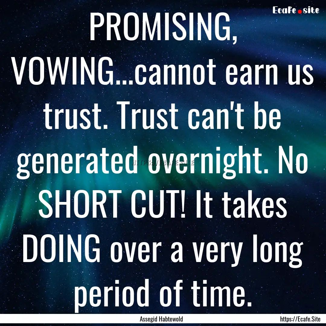 PROMISING, VOWING...cannot earn us trust..... : Quote by Assegid Habtewold