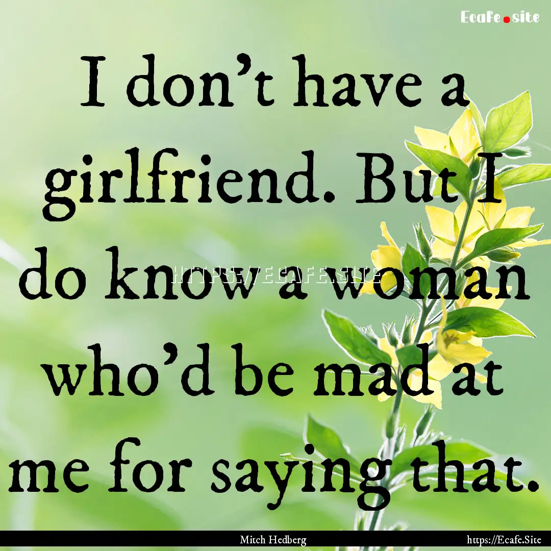 I don't have a girlfriend. But I do know.... : Quote by Mitch Hedberg