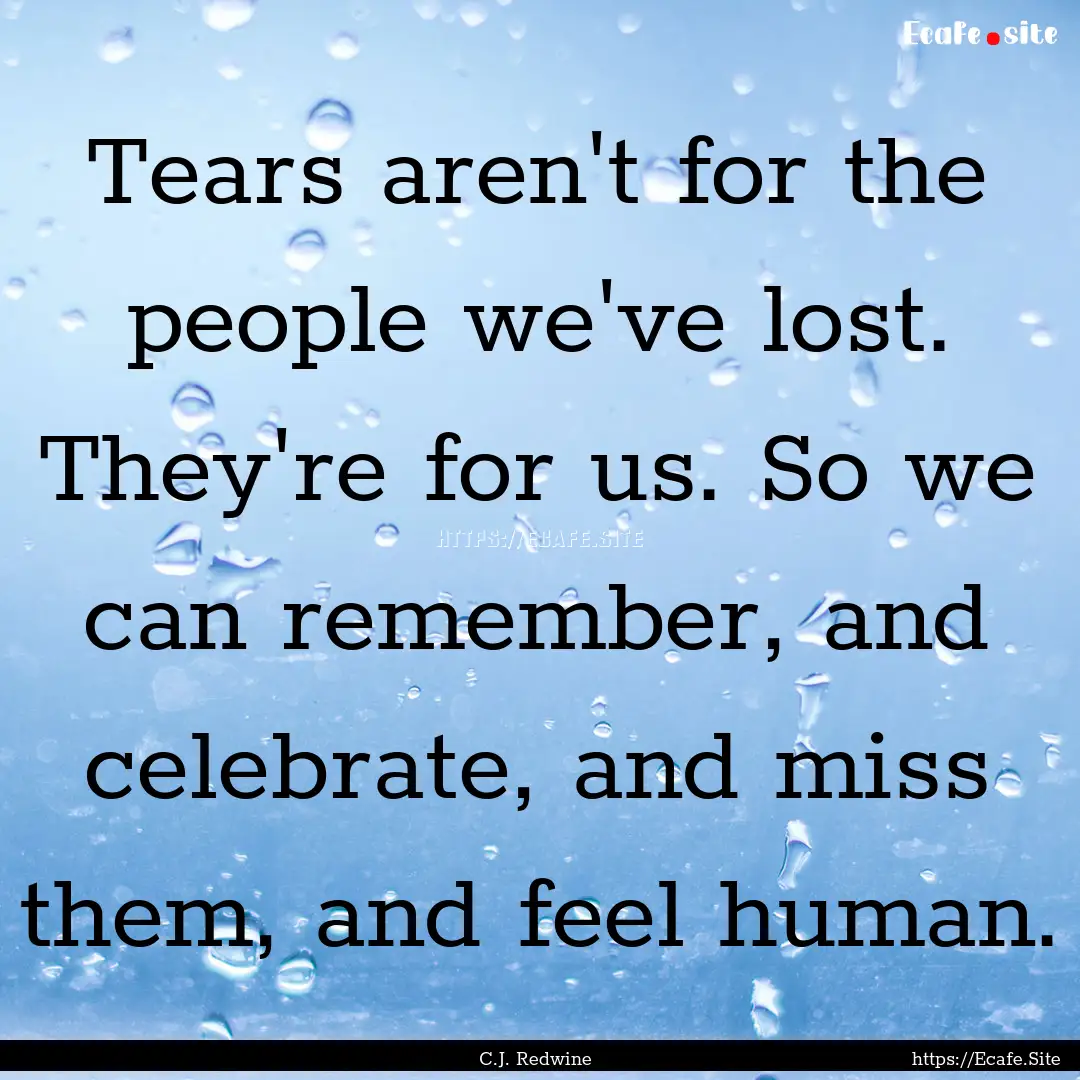 Tears aren't for the people we've lost. They're.... : Quote by C.J. Redwine