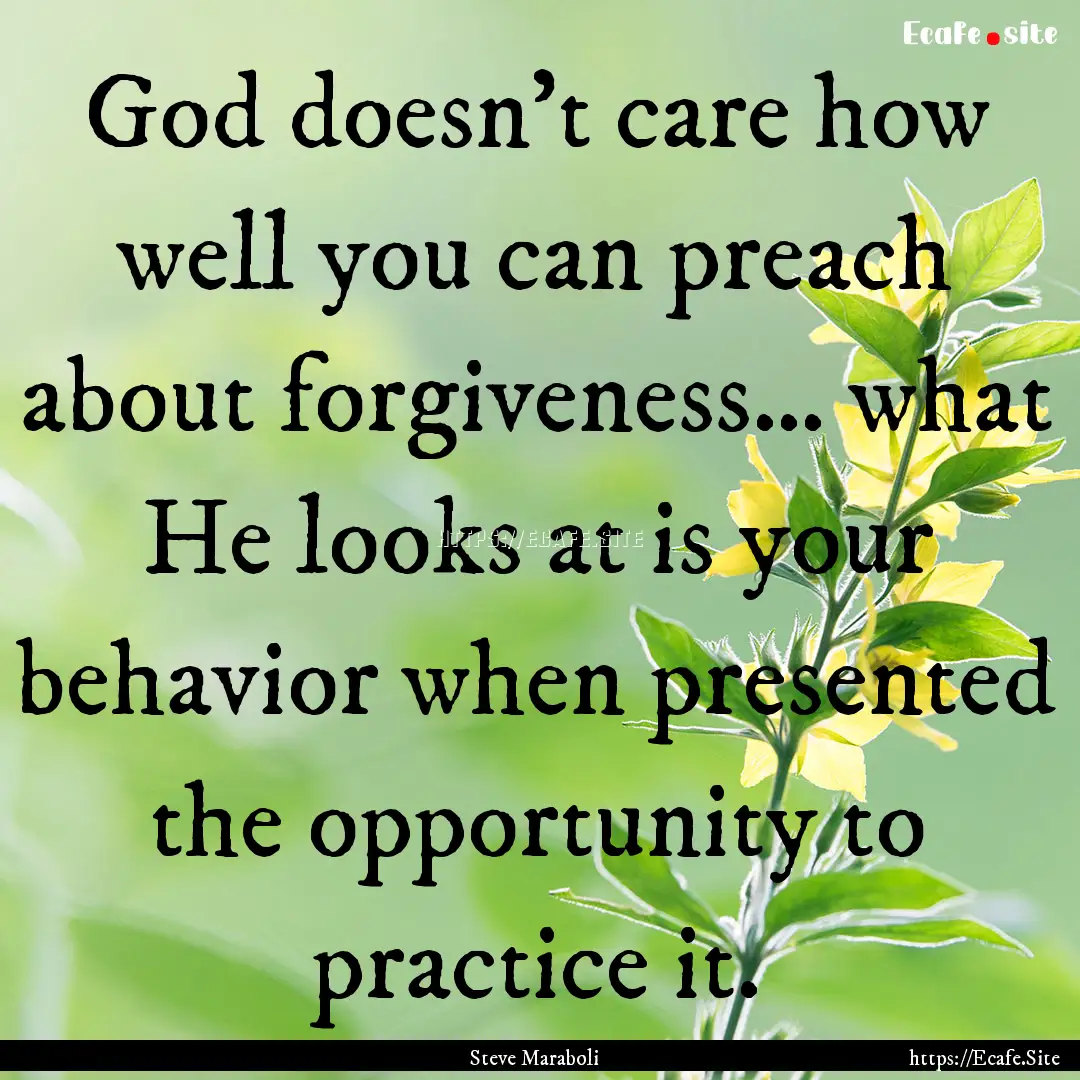 God doesn’t care how well you can preach.... : Quote by Steve Maraboli