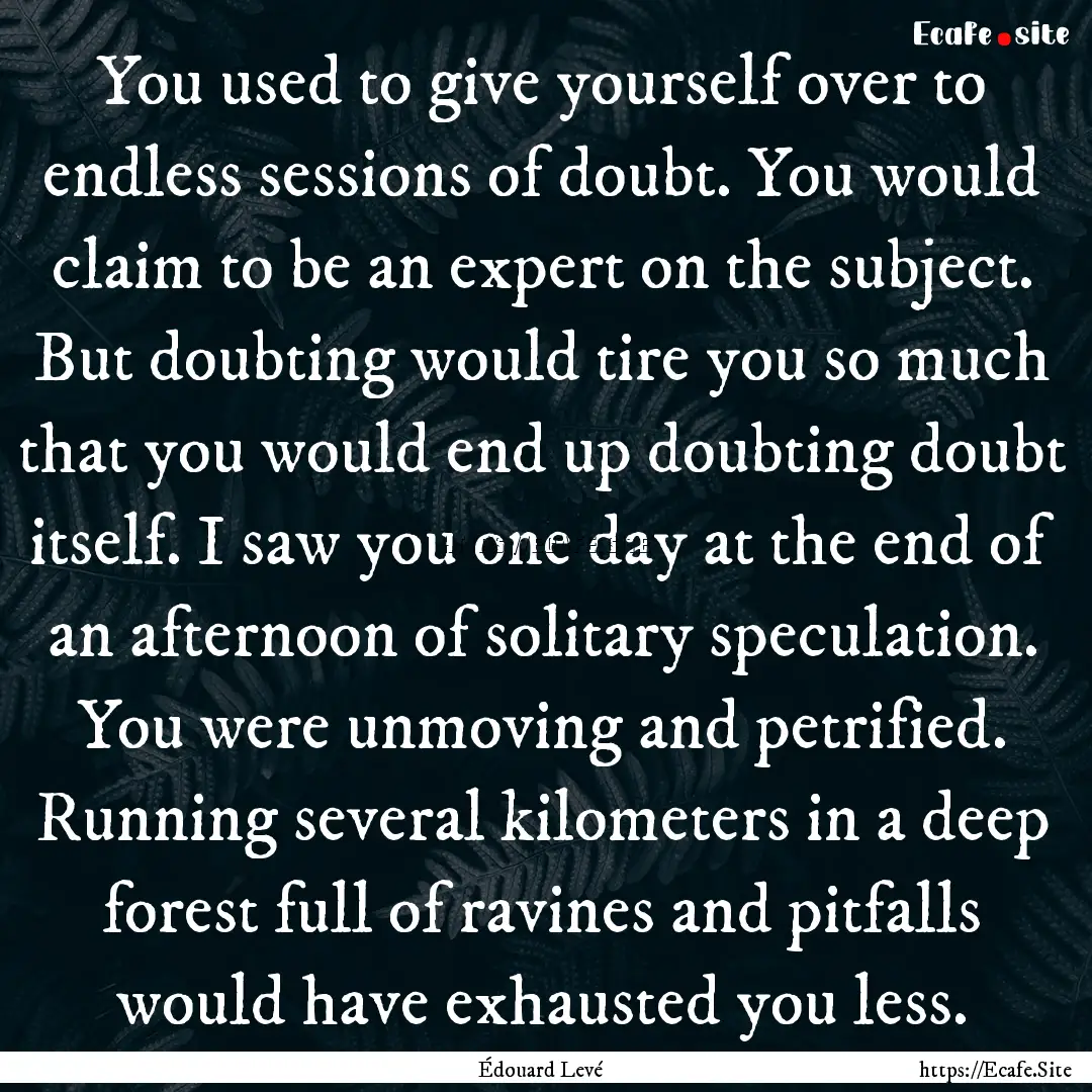 You used to give yourself over to endless.... : Quote by Édouard Levé