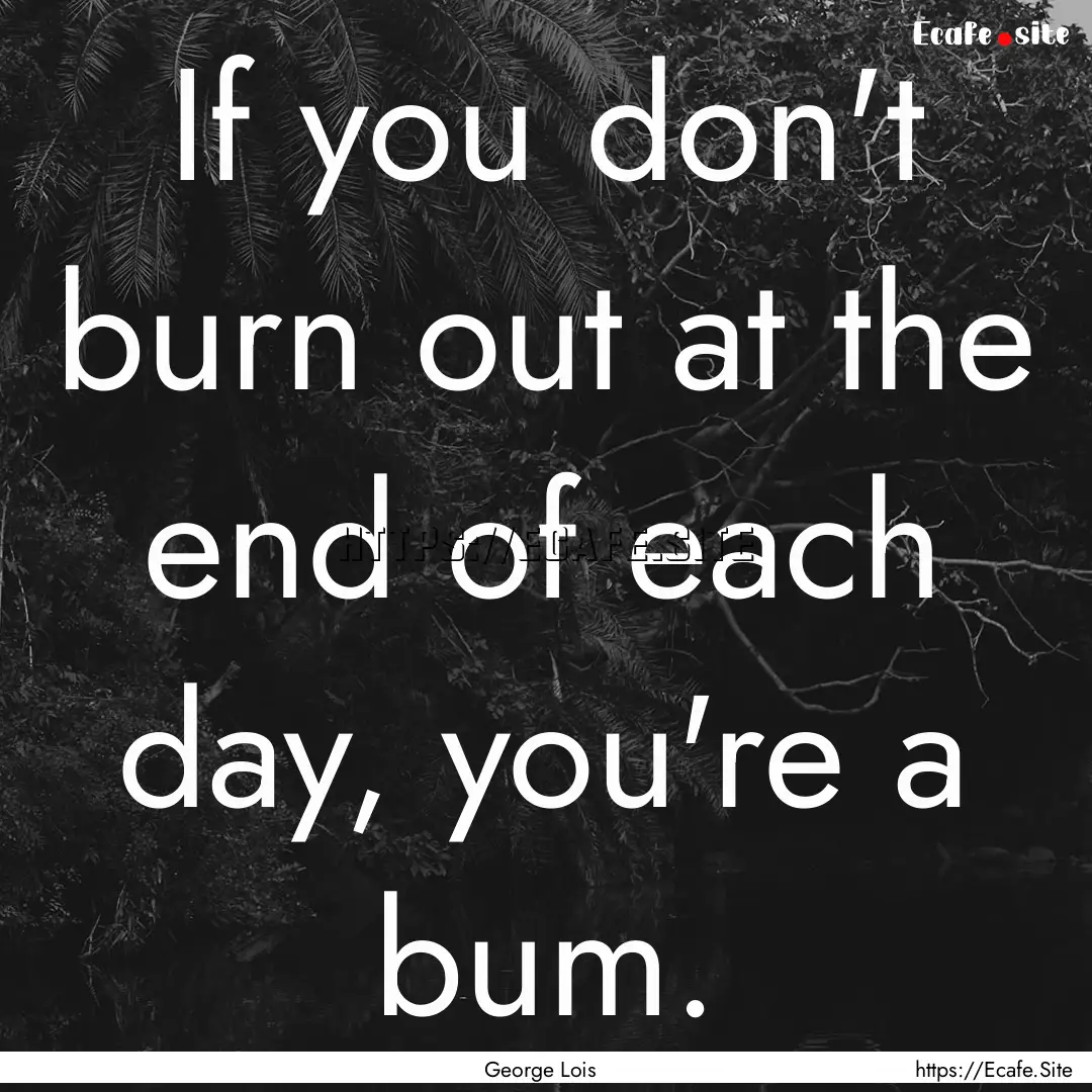 If you don't burn out at the end of each.... : Quote by George Lois