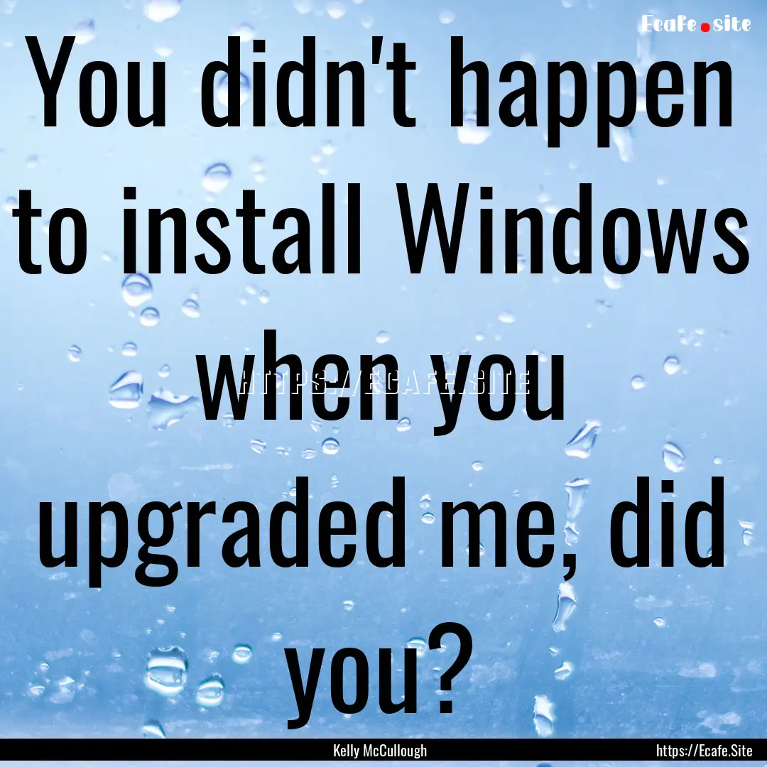 You didn't happen to install Windows when.... : Quote by Kelly McCullough