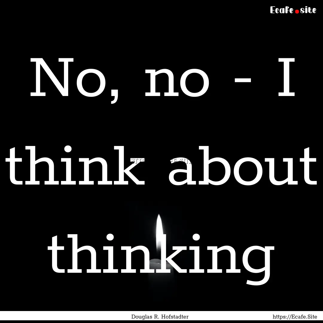 No, no - I think about thinking : Quote by Douglas R. Hofstadter