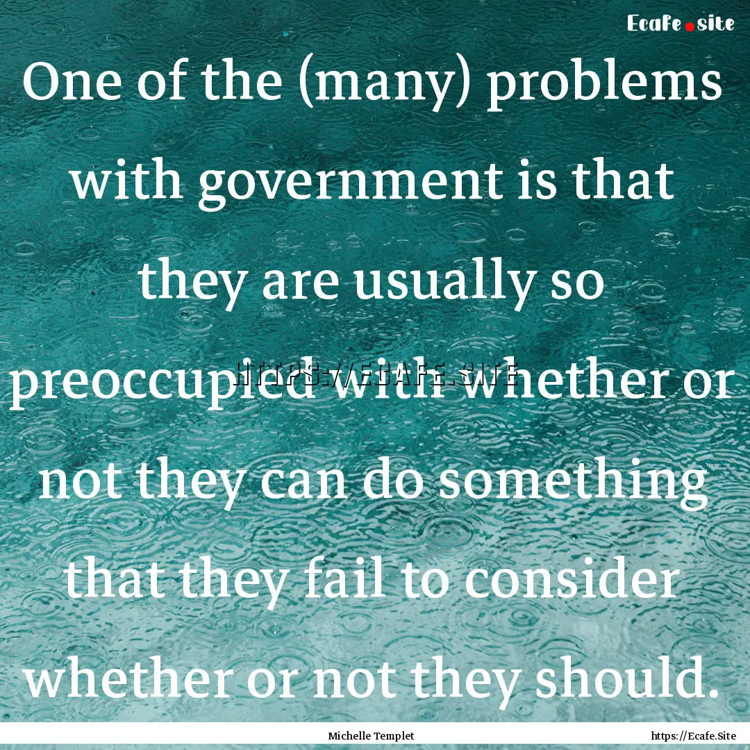 One of the (many) problems with government.... : Quote by Michelle Templet