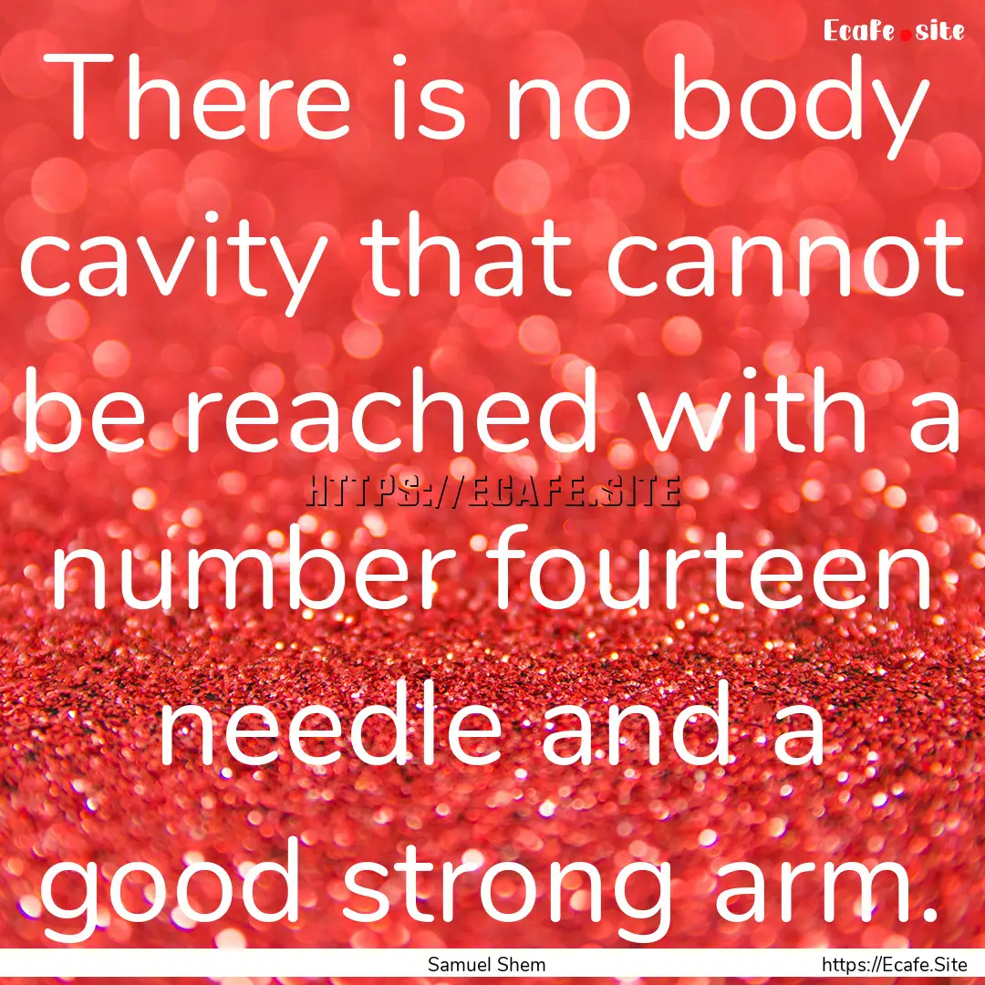 There is no body cavity that cannot be reached.... : Quote by Samuel Shem