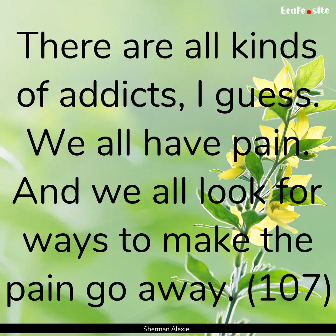 There are all kinds of addicts, I guess..... : Quote by Sherman Alexie