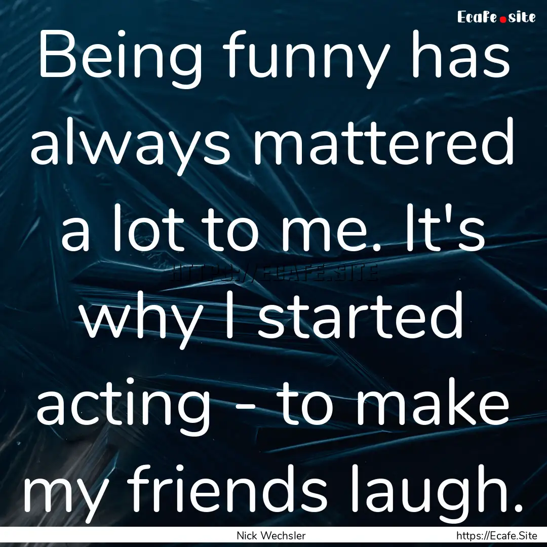 Being funny has always mattered a lot to.... : Quote by Nick Wechsler