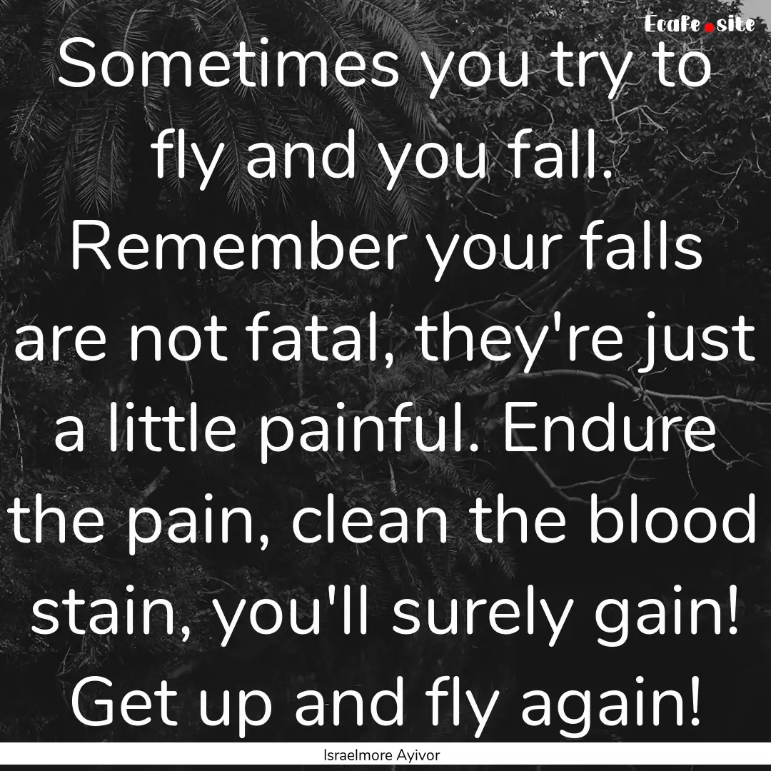 Sometimes you try to fly and you fall. Remember.... : Quote by Israelmore Ayivor