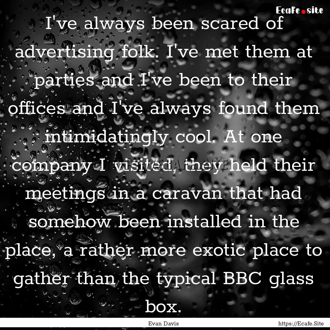 I've always been scared of advertising folk..... : Quote by Evan Davis