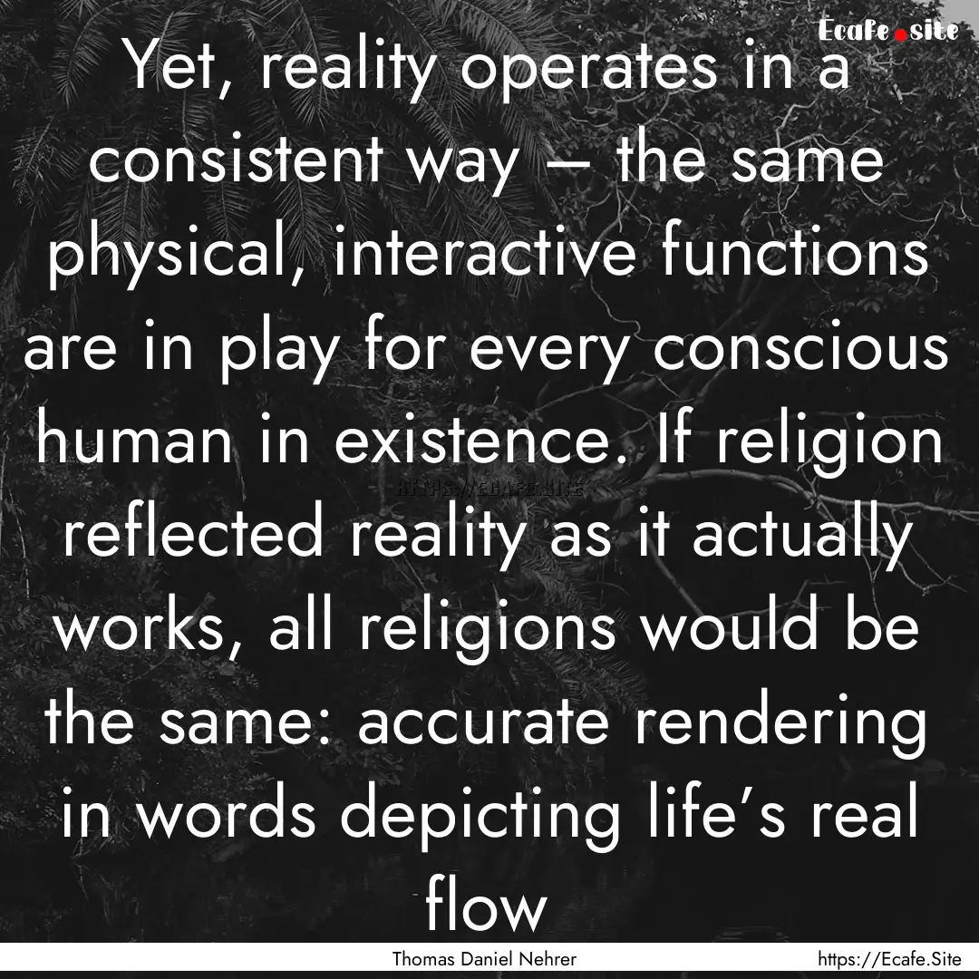 Yet, reality operates in a consistent way.... : Quote by Thomas Daniel Nehrer