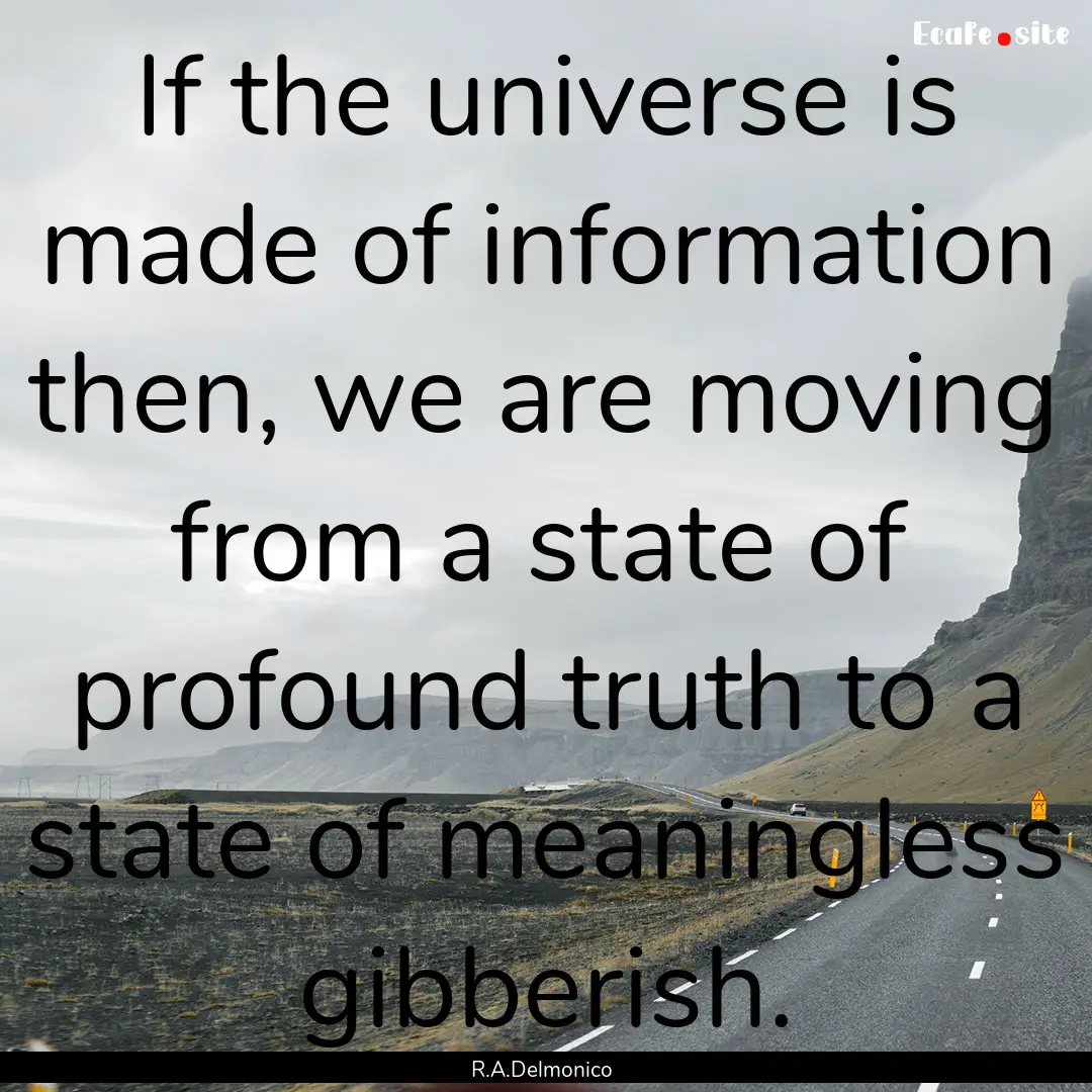 If the universe is made of information then,.... : Quote by R.A.Delmonico