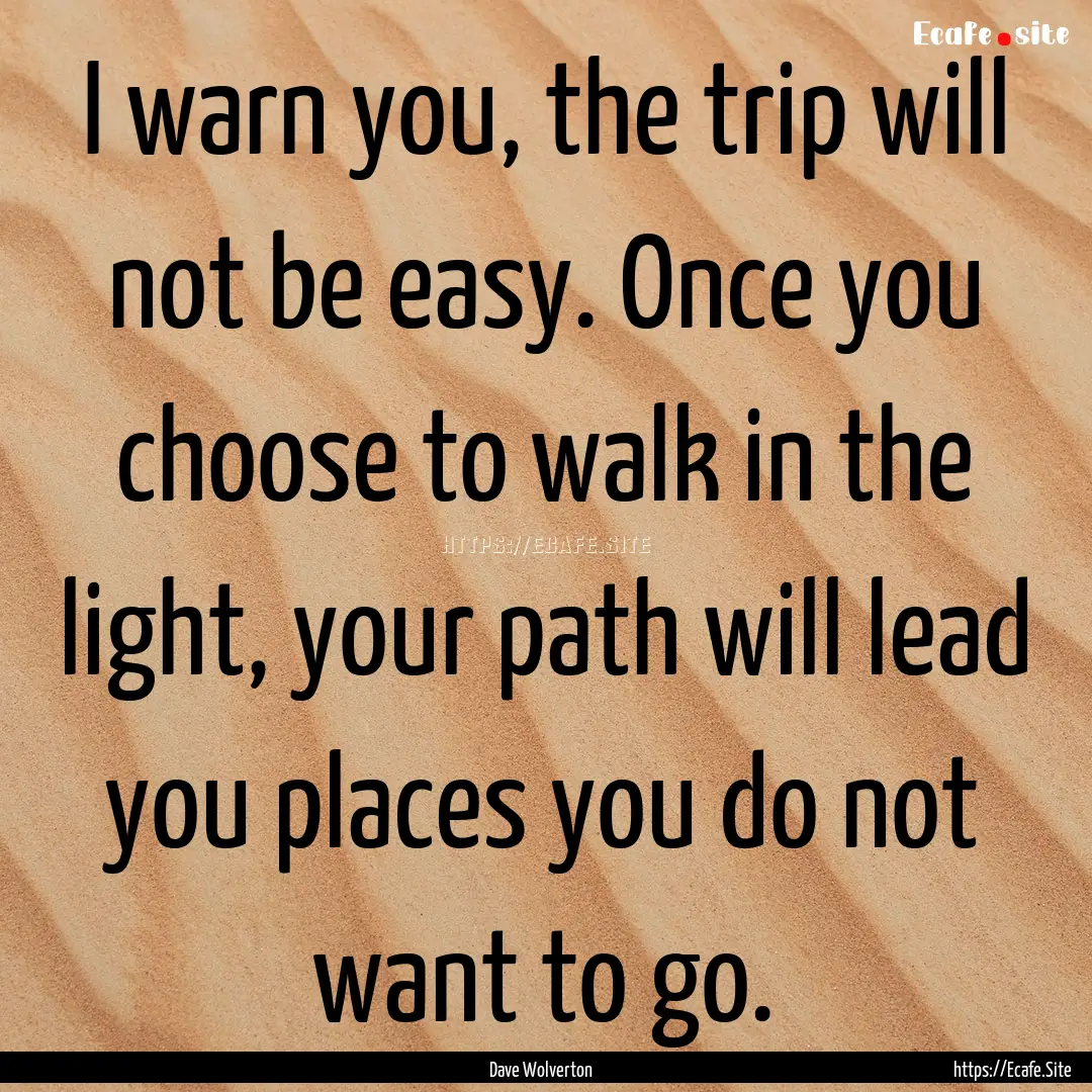 I warn you, the trip will not be easy. Once.... : Quote by Dave Wolverton