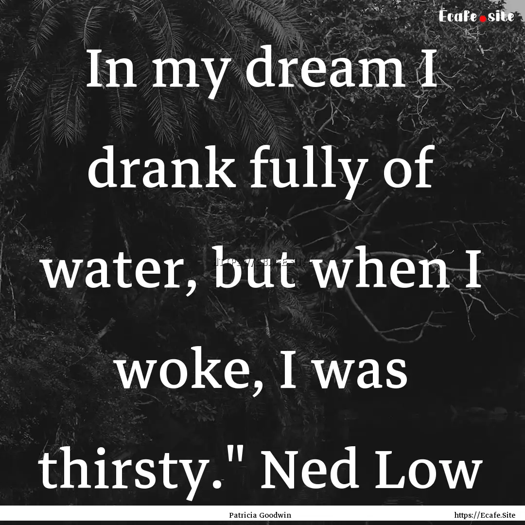 In my dream I drank fully of water, but when.... : Quote by Patricia Goodwin