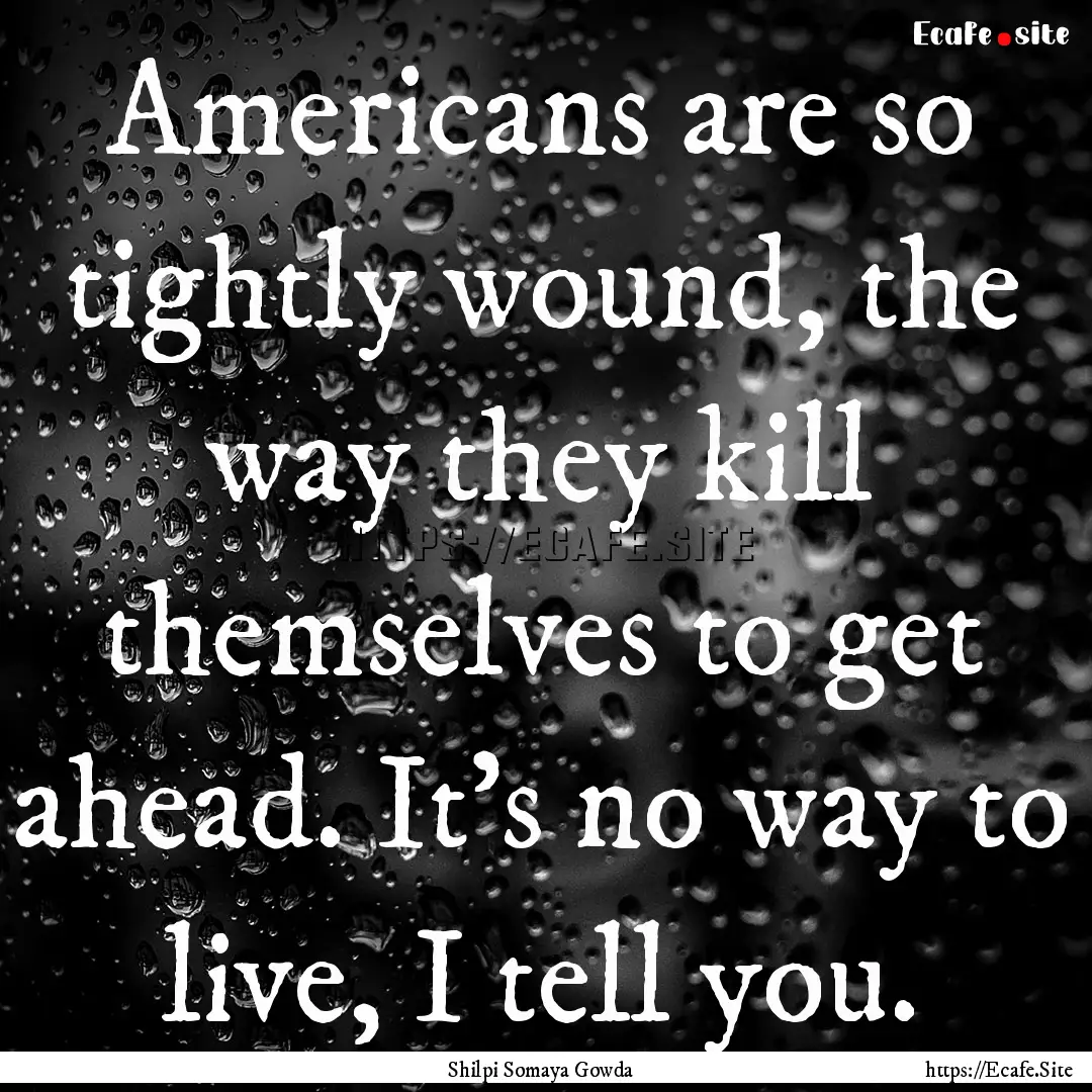 Americans are so tightly wound, the way they.... : Quote by Shilpi Somaya Gowda