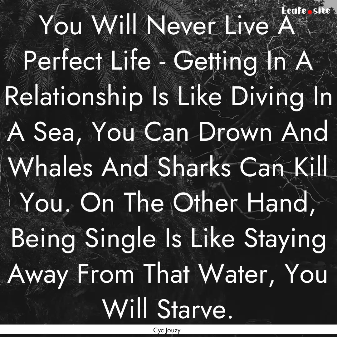 You Will Never Live A Perfect Life - Getting.... : Quote by Cyc Jouzy