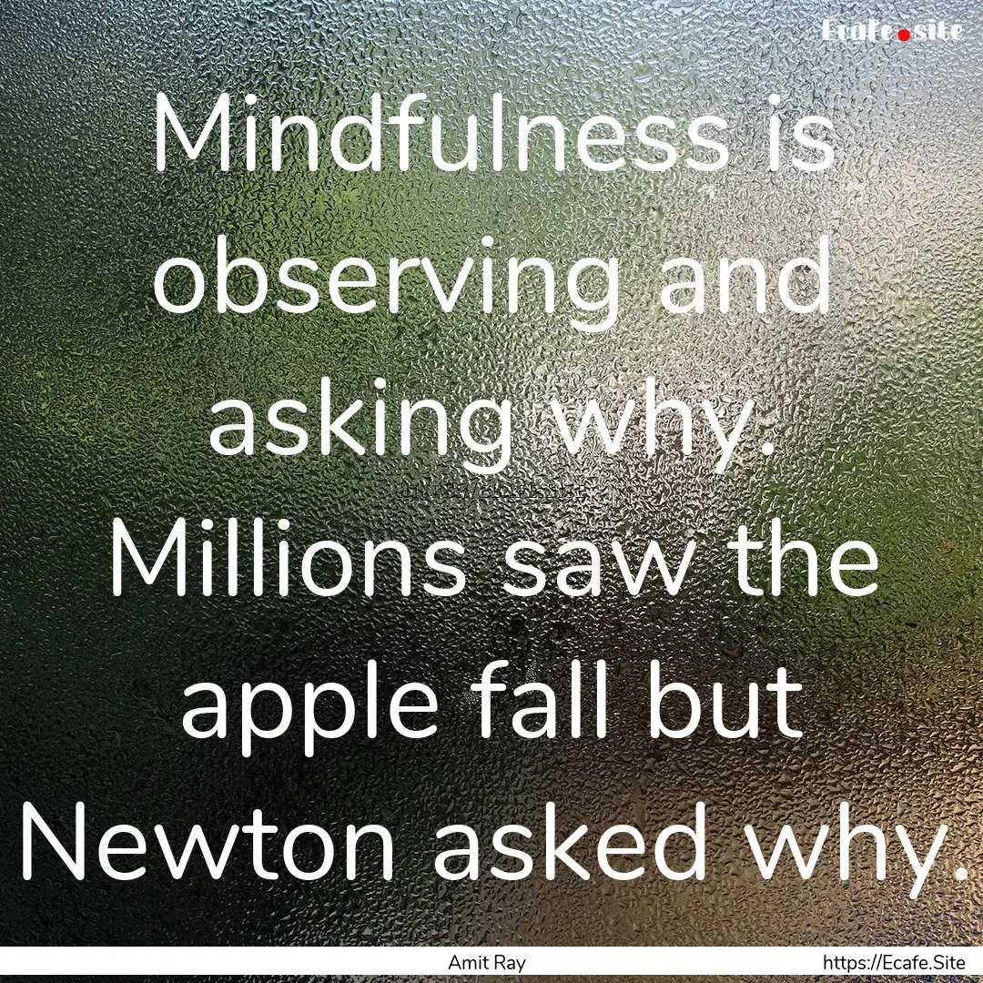 Mindfulness is observing and asking why..... : Quote by Amit Ray