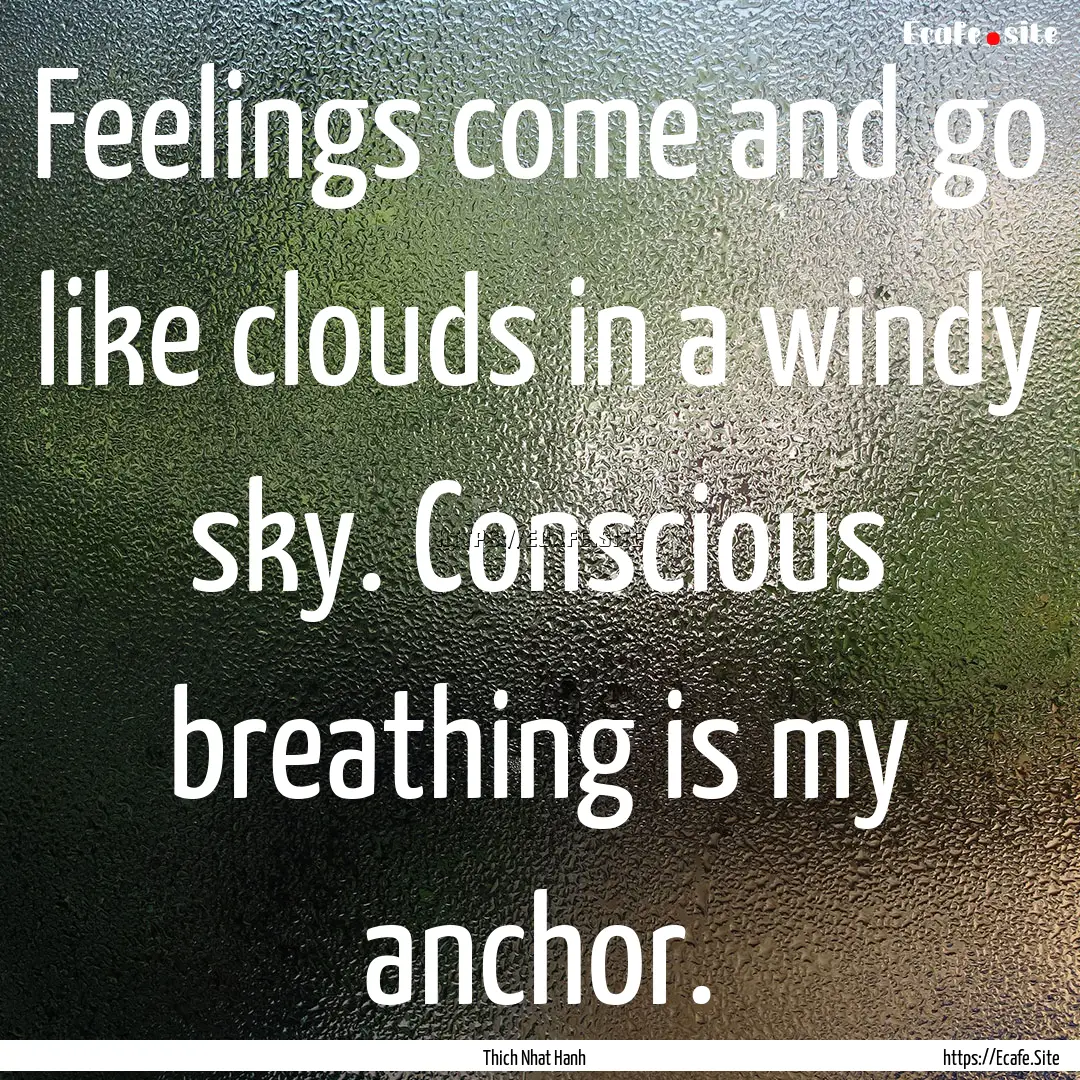 Feelings come and go like clouds in a windy.... : Quote by Thich Nhat Hanh