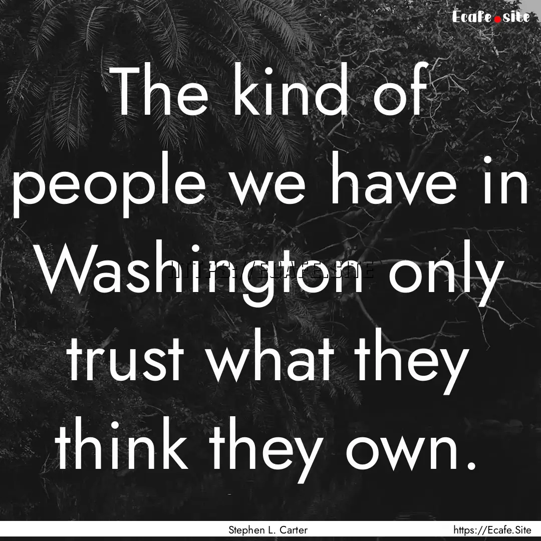 The kind of people we have in Washington.... : Quote by Stephen L. Carter