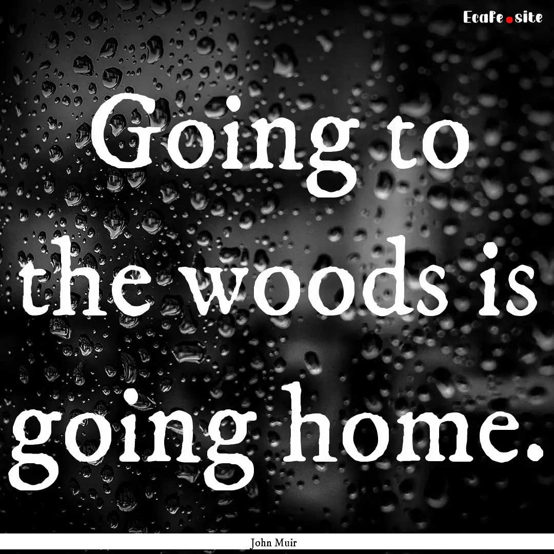 Going to the woods is going home. : Quote by John Muir