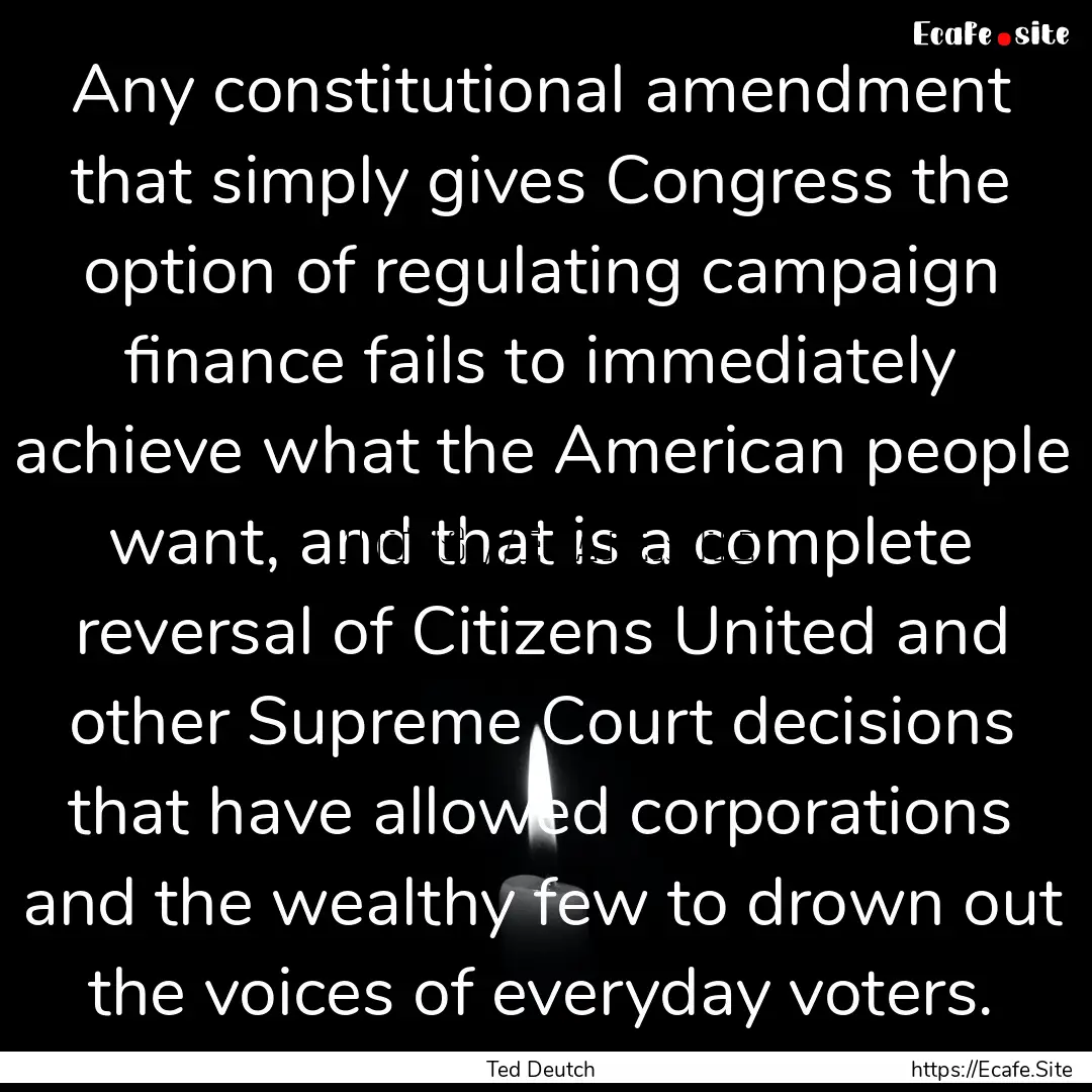 Any constitutional amendment that simply.... : Quote by Ted Deutch