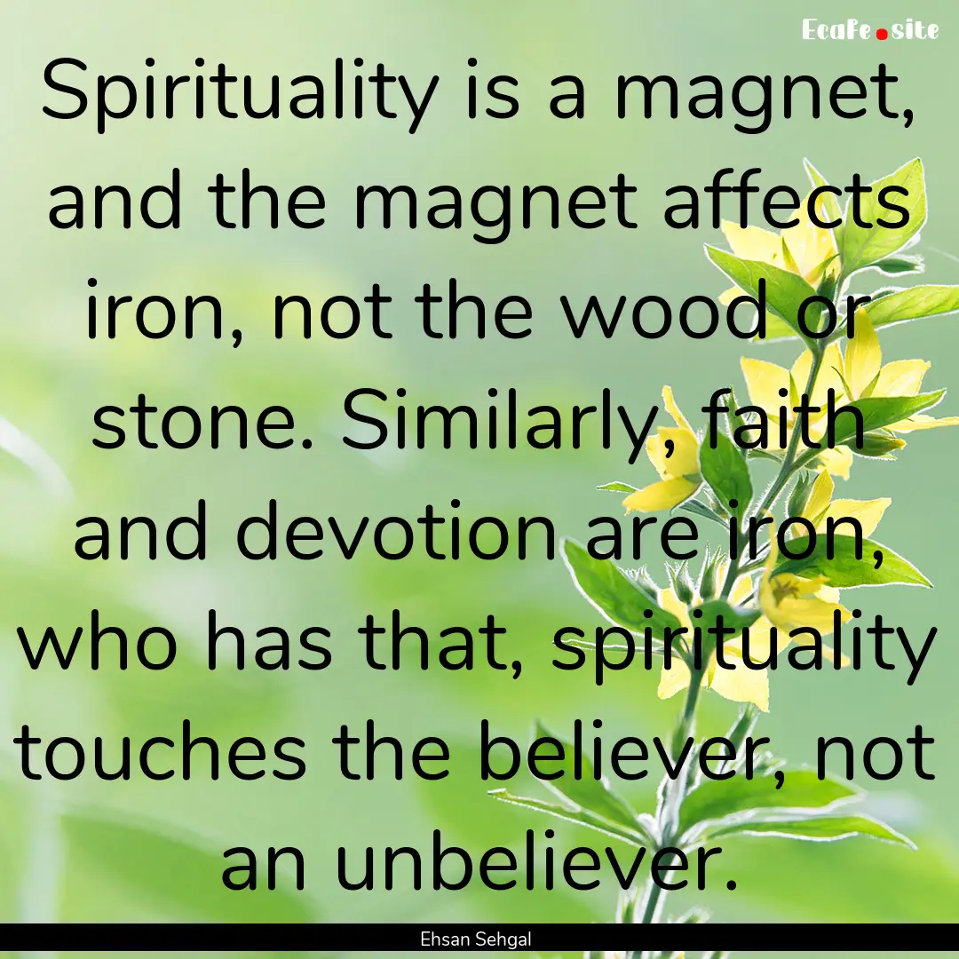 Spirituality is a magnet, and the magnet.... : Quote by Ehsan Sehgal