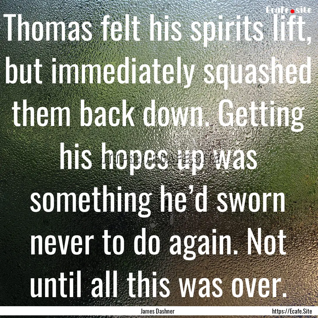 Thomas felt his spirits lift, but immediately.... : Quote by James Dashner