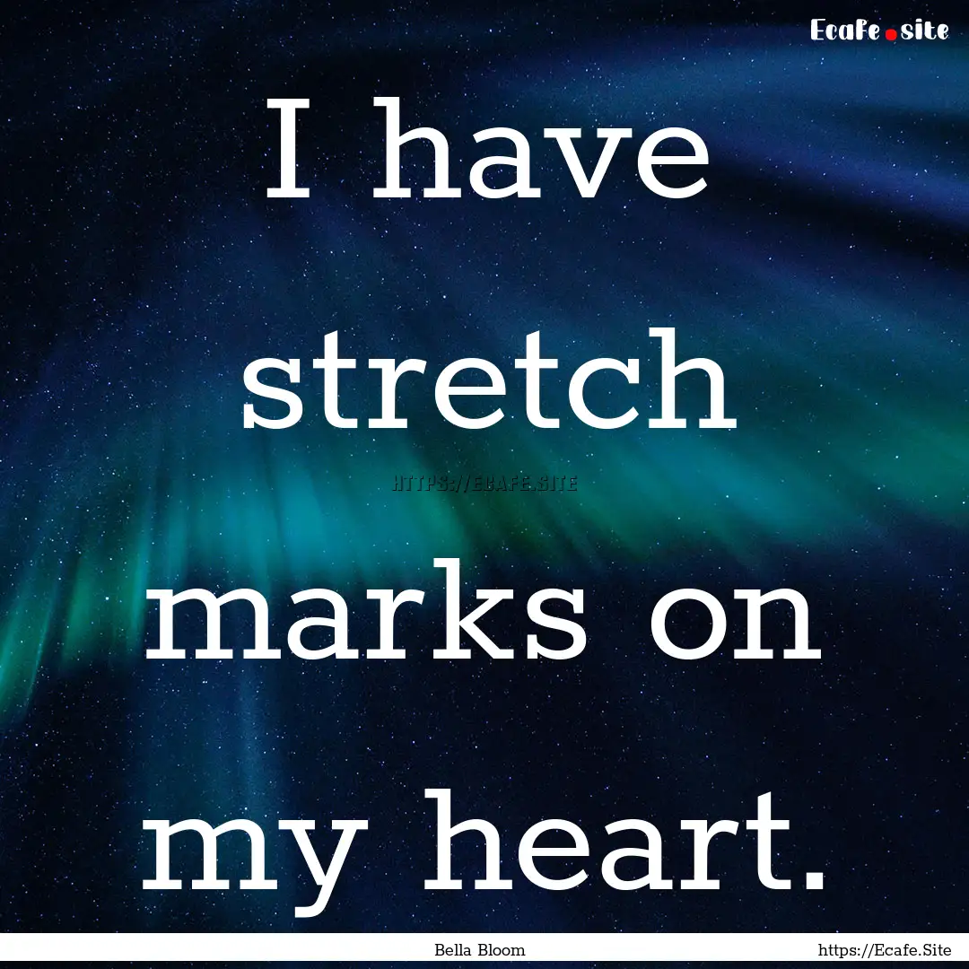 I have stretch marks on my heart. : Quote by Bella Bloom