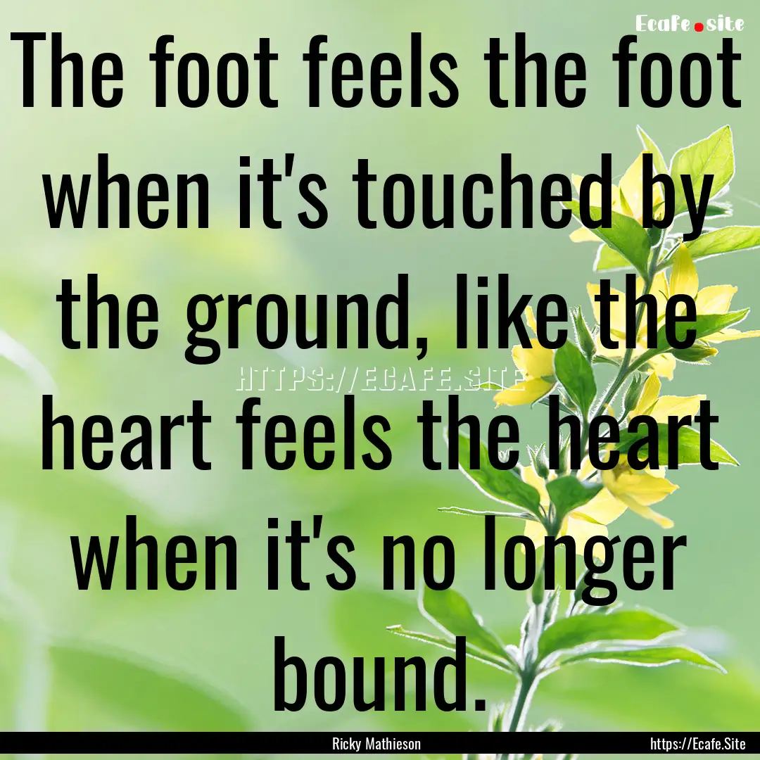 The foot feels the foot when it's touched.... : Quote by Ricky Mathieson