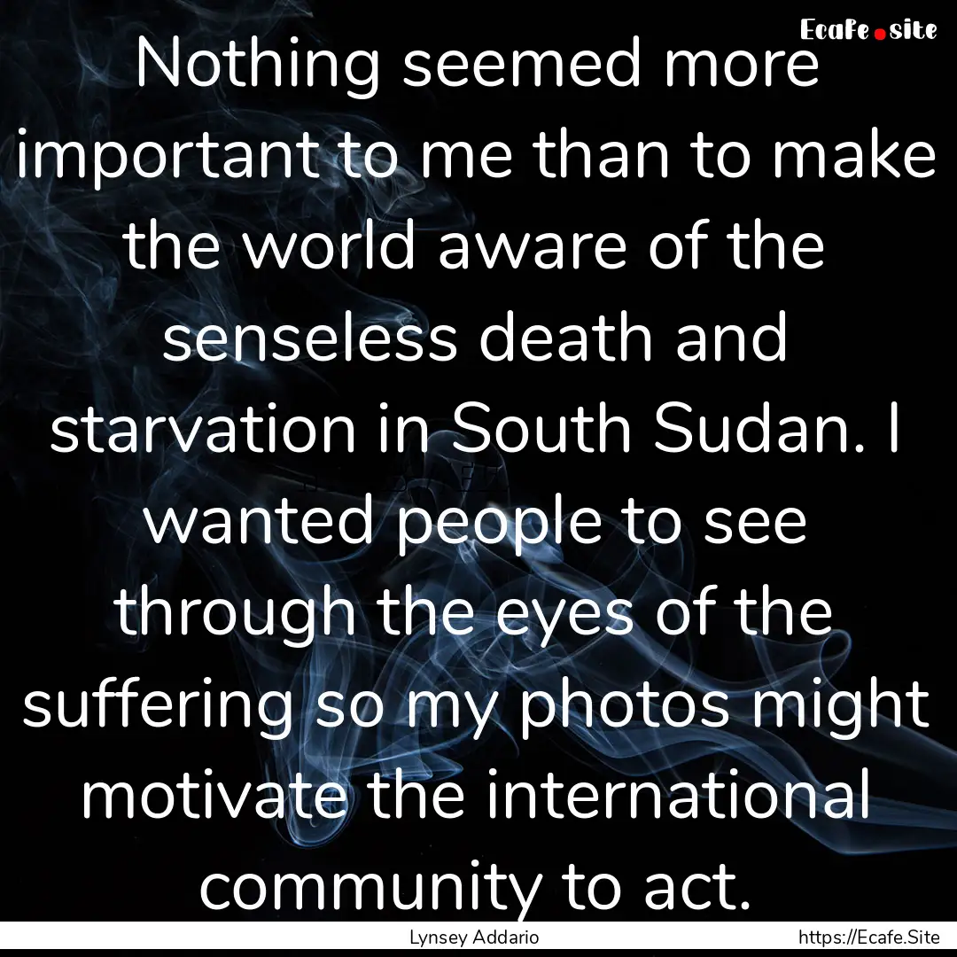 Nothing seemed more important to me than.... : Quote by Lynsey Addario