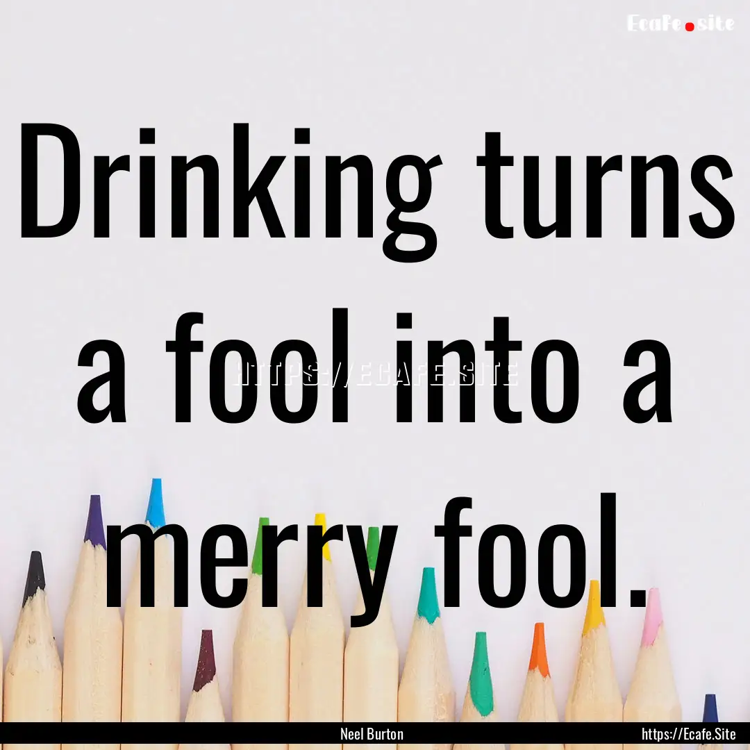 Drinking turns a fool into a merry fool. : Quote by Neel Burton