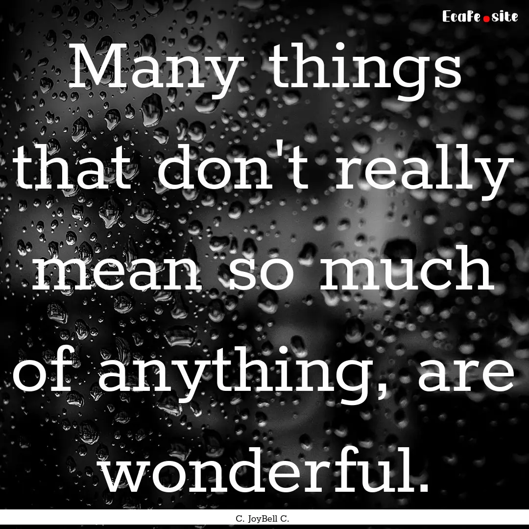 Many things that don't really mean so much.... : Quote by C. JoyBell C.