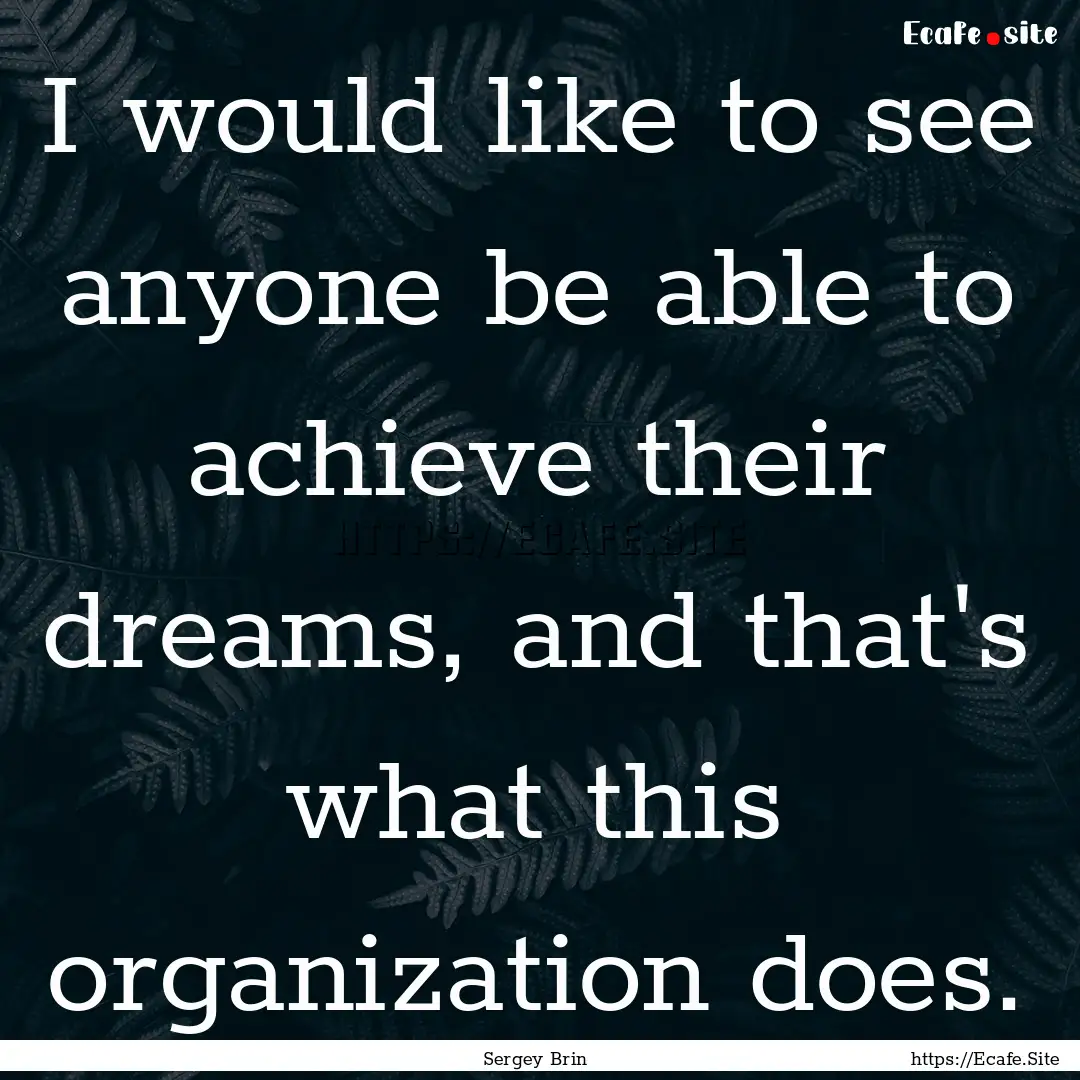 I would like to see anyone be able to achieve.... : Quote by Sergey Brin