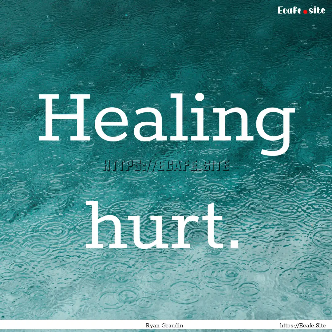 Healing hurt. : Quote by Ryan Graudin