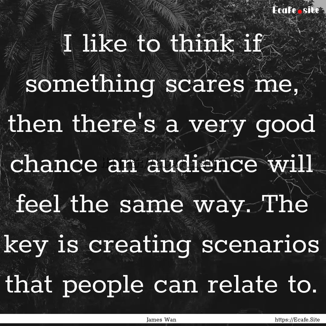 I like to think if something scares me, then.... : Quote by James Wan