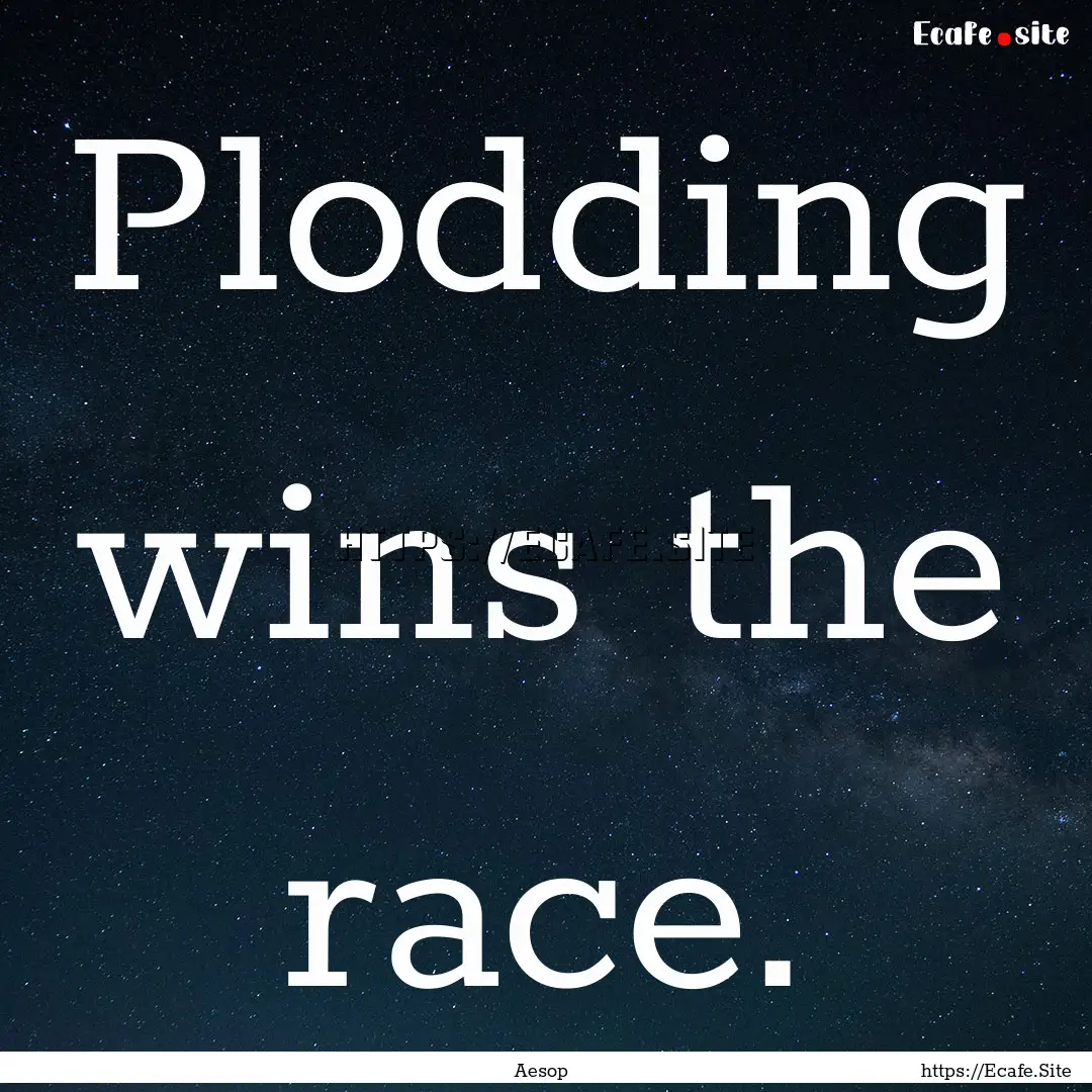 Plodding wins the race. : Quote by Aesop