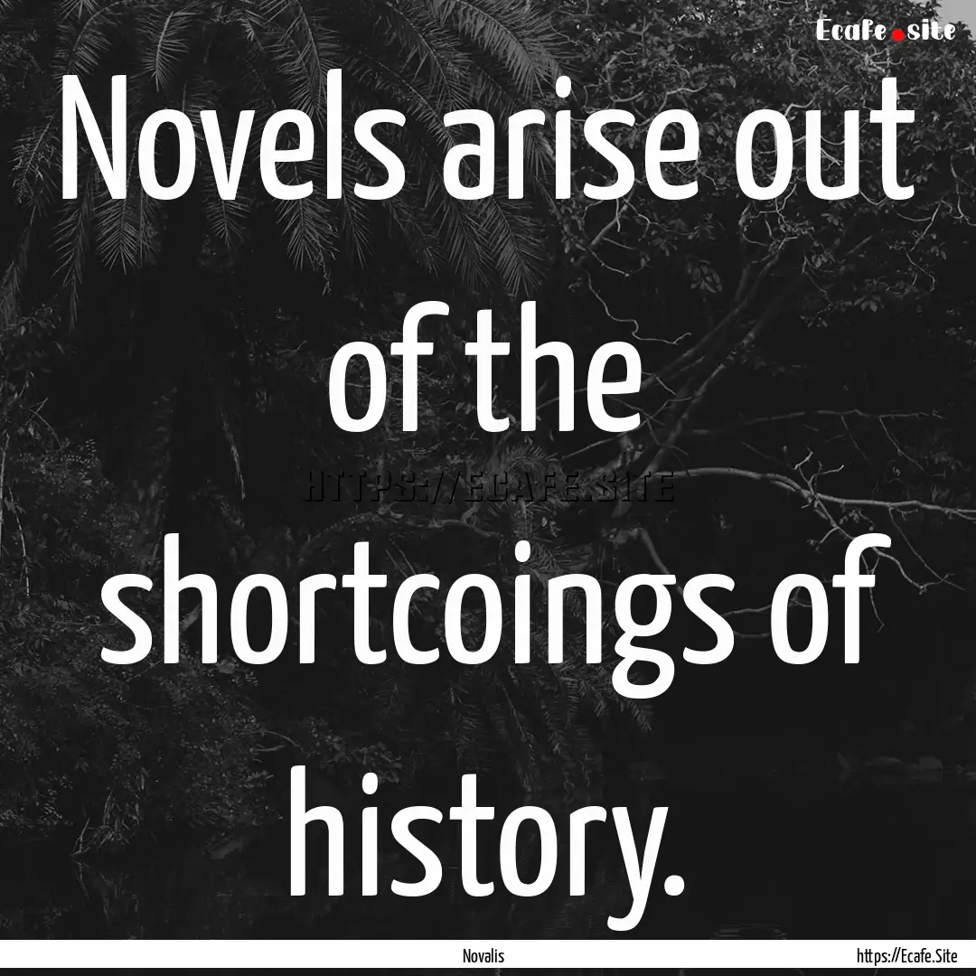 Novels arise out of the shortcoings of history..... : Quote by Novalis