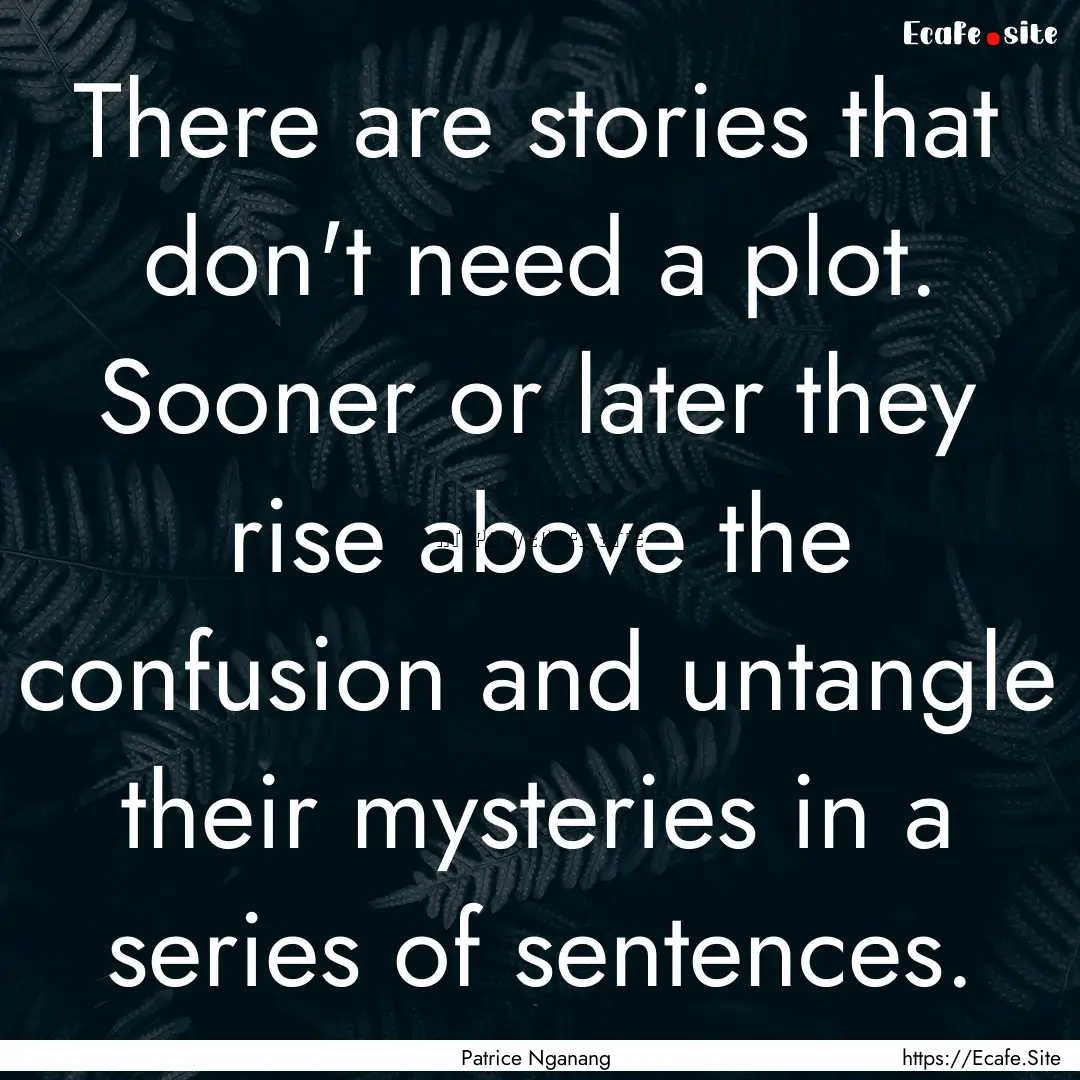 There are stories that don't need a plot..... : Quote by Patrice Nganang