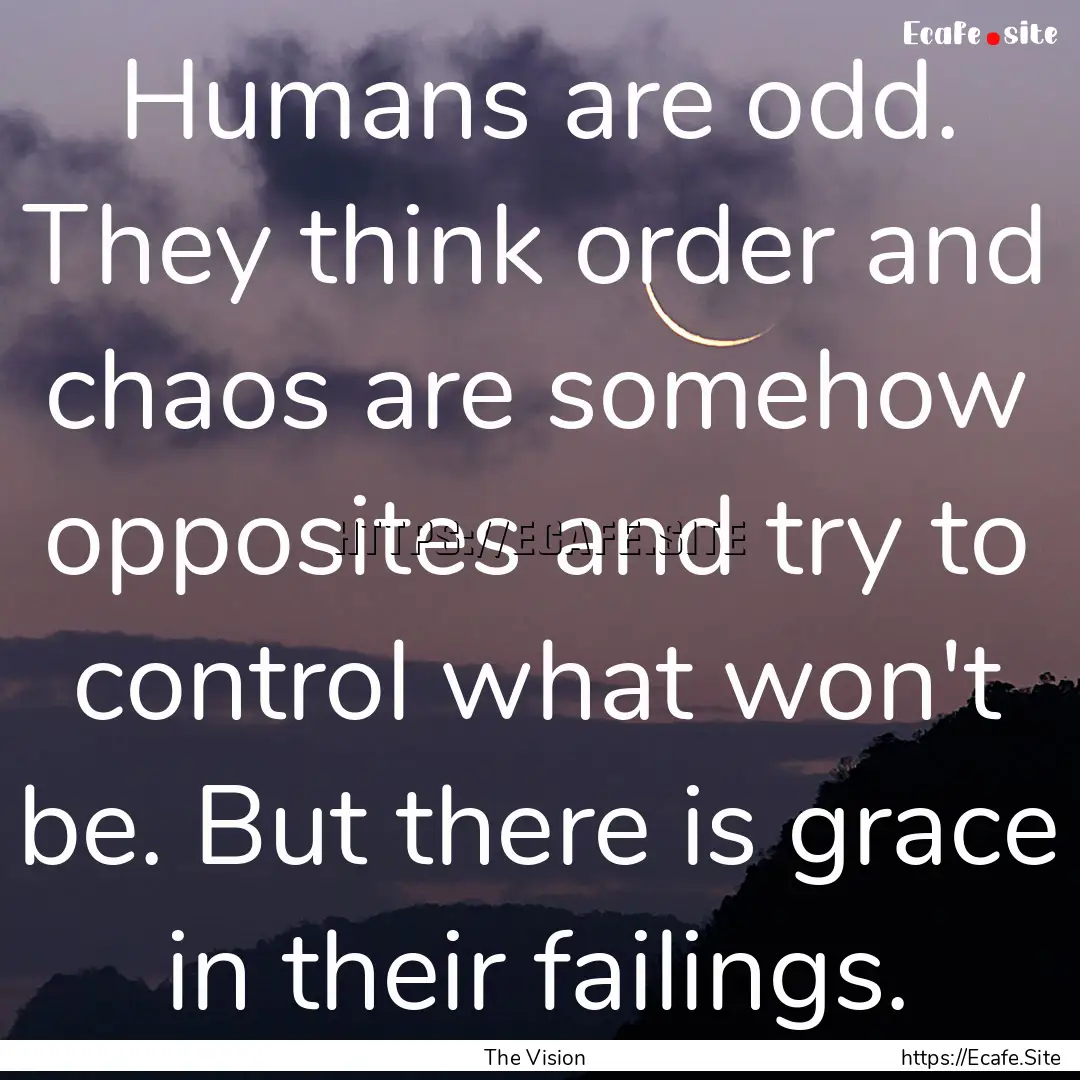 Humans are odd. They think order and chaos.... : Quote by The Vision