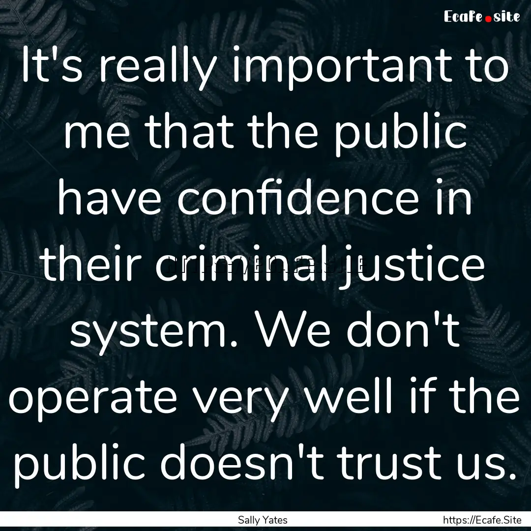 It's really important to me that the public.... : Quote by Sally Yates