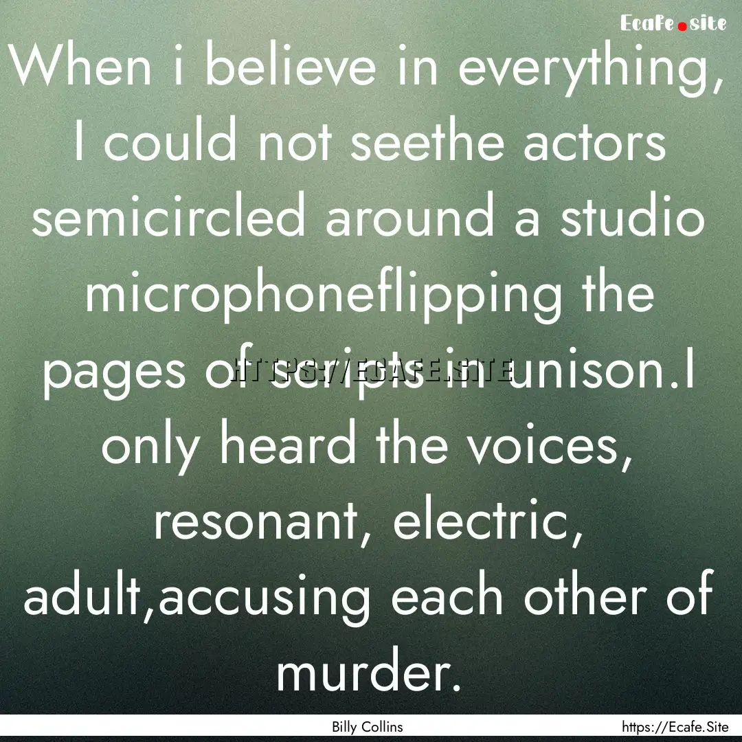 When i believe in everything, I could not.... : Quote by Billy Collins