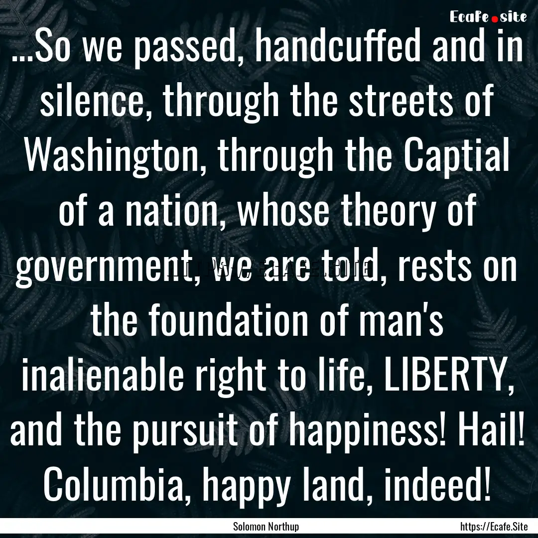 ...So we passed, handcuffed and in silence,.... : Quote by Solomon Northup