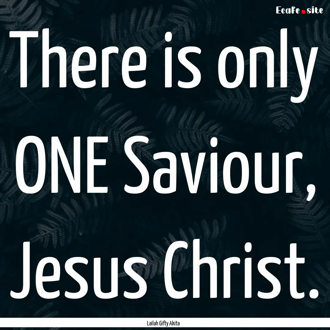 There is only ONE Saviour, Jesus Christ. : Quote by Lailah Gifty Akita