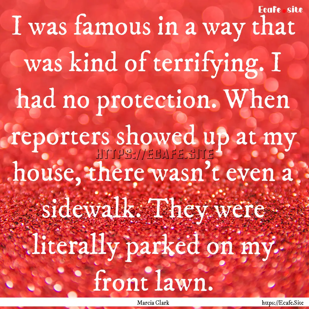 I was famous in a way that was kind of terrifying..... : Quote by Marcia Clark