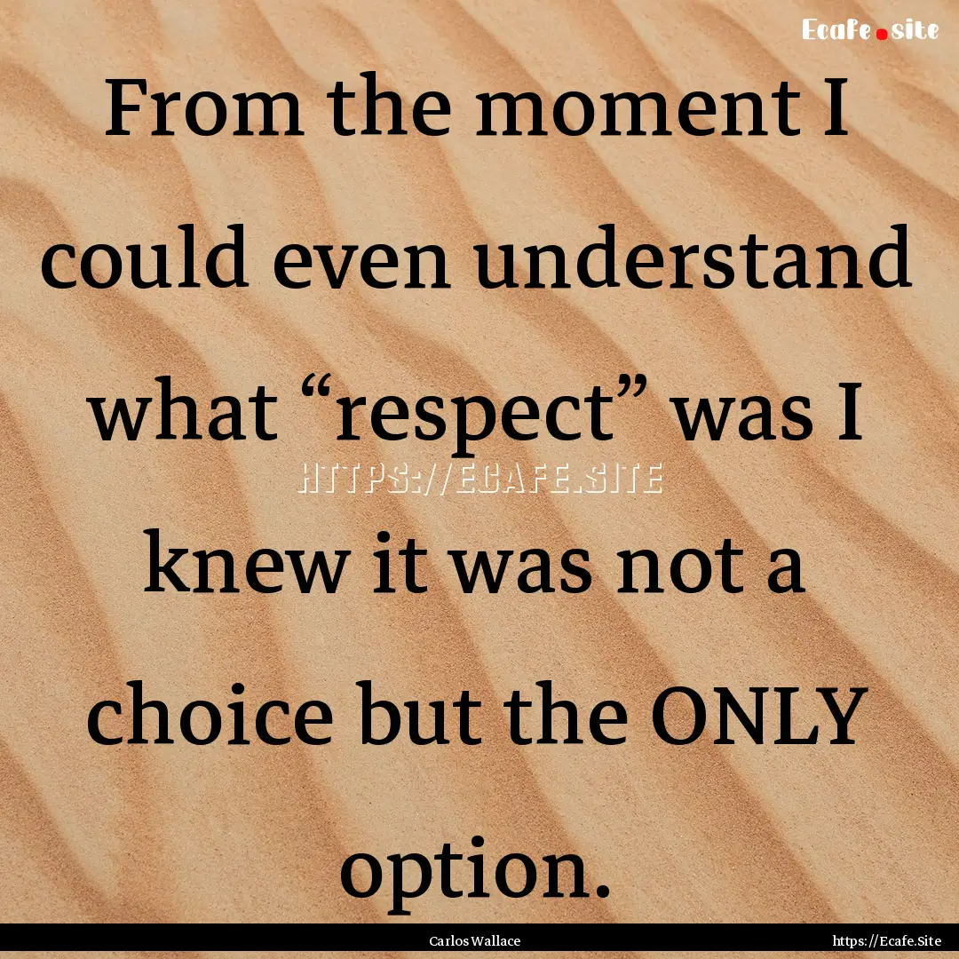 From the moment I could even understand what.... : Quote by Carlos Wallace