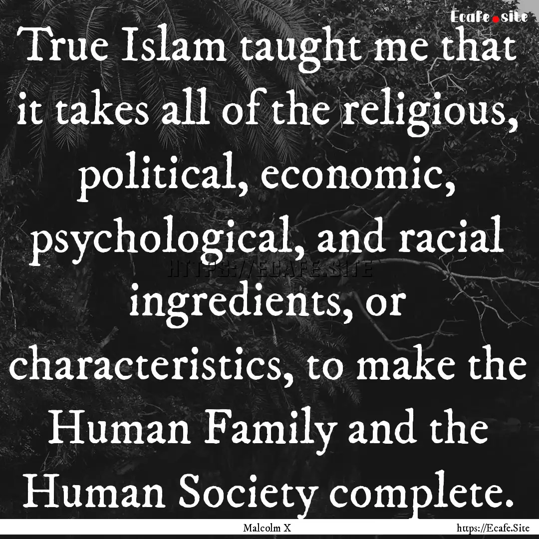 True Islam taught me that it takes all of.... : Quote by Malcolm X