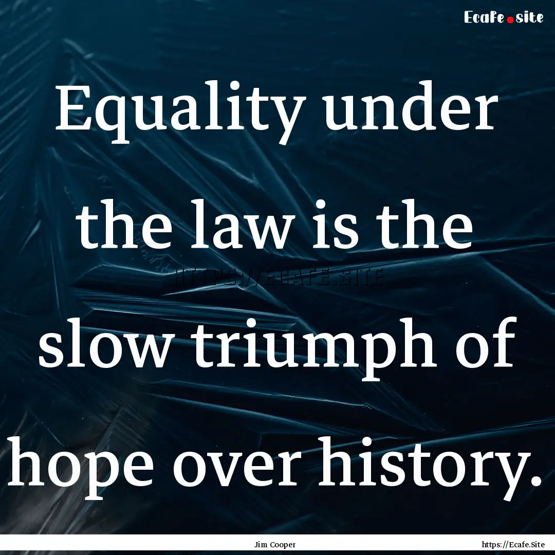 Equality under the law is the slow triumph.... : Quote by Jim Cooper