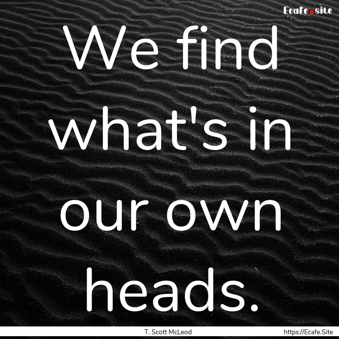 We find what's in our own heads. : Quote by T. Scott McLeod