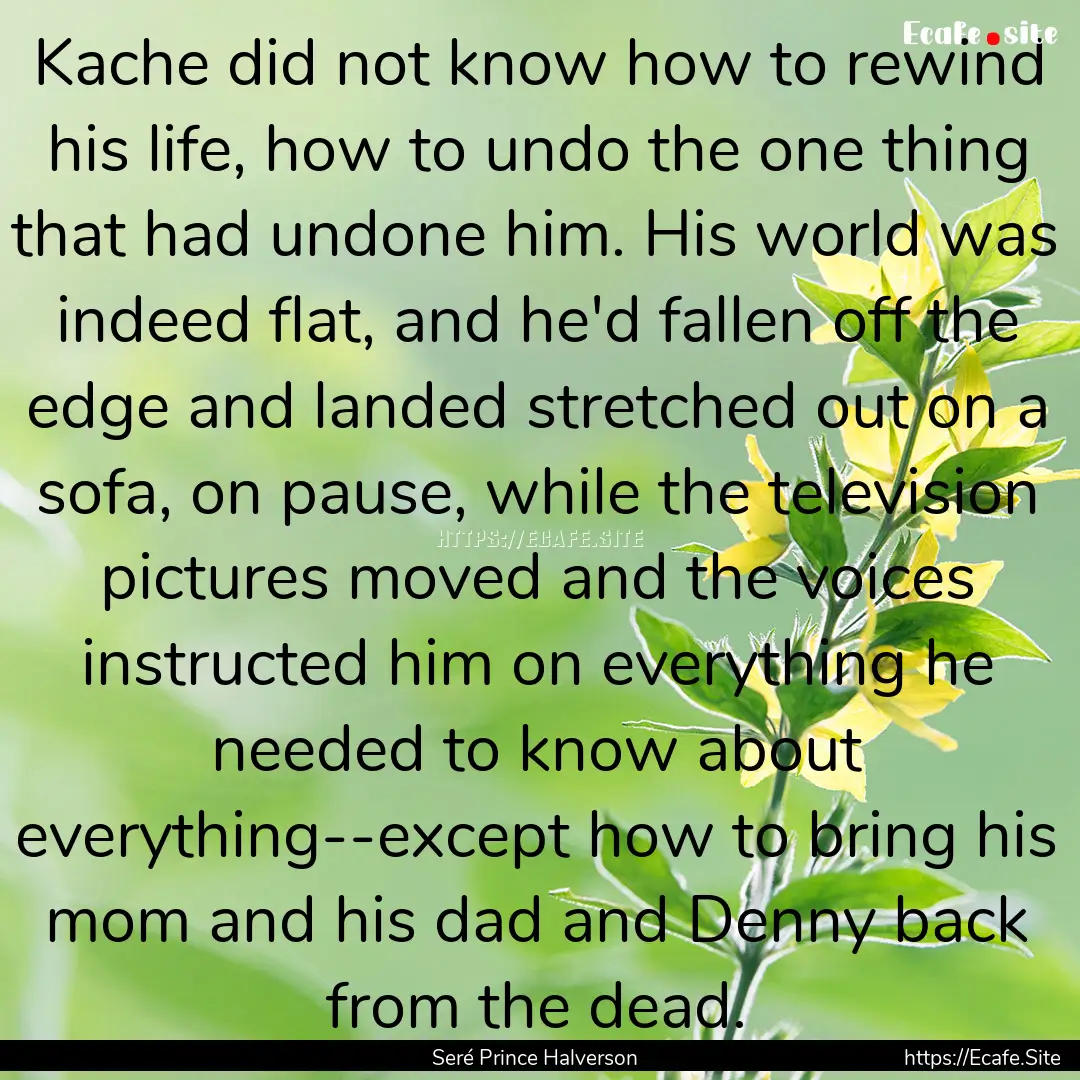 Kache did not know how to rewind his life,.... : Quote by Seré Prince Halverson